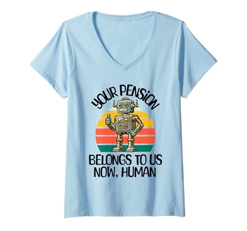 Damen Ruhestand Ihre Rente gehört uns jetzt menschliche KI T-Shirt mit V-Ausschnitt von Apparels For Retirement Workout