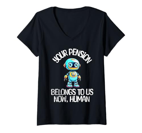 Damen Ruhestand Ihre Rente gehört uns jetzt menschliche KI T-Shirt mit V-Ausschnitt von Apparels For Retirement Workout