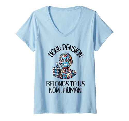 Damen Ruhestand Ihre Rente gehört uns jetzt menschliche KI T-Shirt mit V-Ausschnitt von Apparels For Retirement Workout