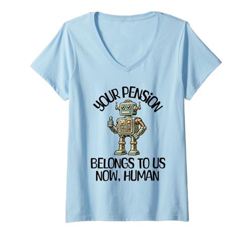 Damen Ruhestand Ihre Rente gehört uns jetzt menschliche KI T-Shirt mit V-Ausschnitt von Apparels For Retirement Workout