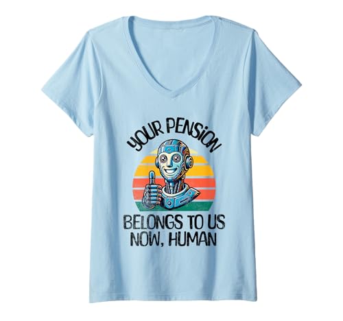 Damen Ruhestand Ihre Rente gehört uns jetzt menschliche KI T-Shirt mit V-Ausschnitt von Apparels For Retirement Workout