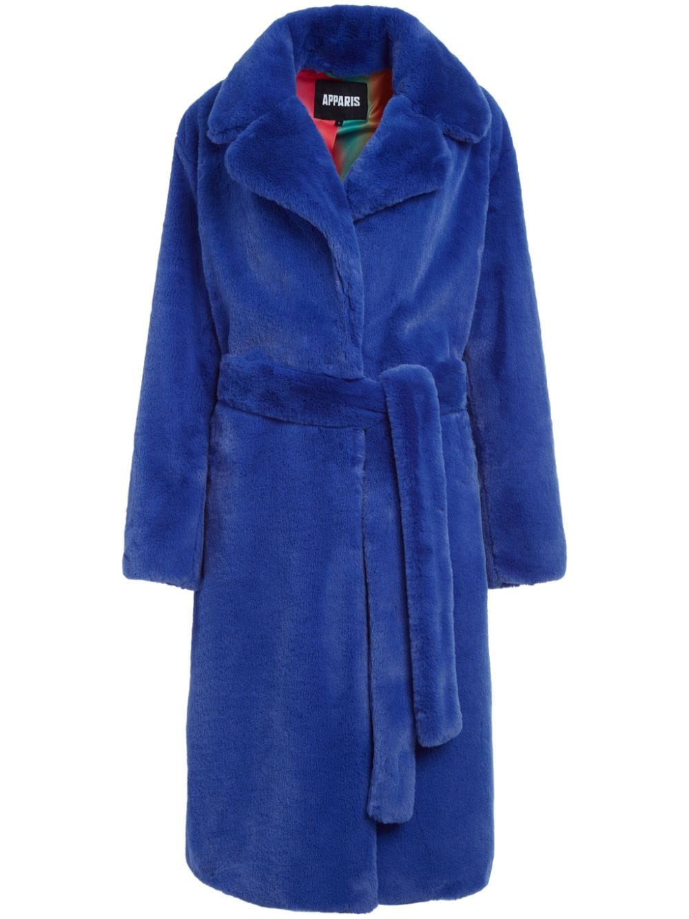 Apparis Mantel aus Faux Fur mit Gürtel - Blau von Apparis