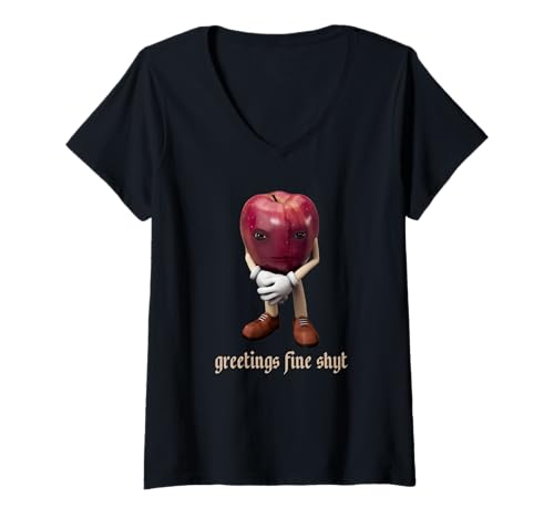 Damen Liebe Grüße Fine Shyt Me Asf Apple Lustiges Apfelgesicht T-Shirt mit V-Ausschnitt Damen Liebe Grüße Fine Shyt Me Asf Apple Lustiges Apfelgesicht T-Shirt mit V-Ausschnitt von Apple Funny Apple Face Shirts