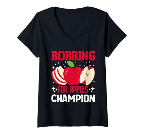 Damen Bobby für Apple-Meister Apple T-Shirt mit V-Ausschnitt von Apple Gifts