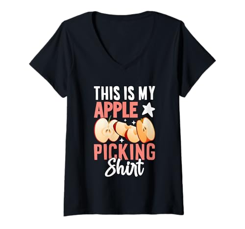 Damen Das ist Mein Apfelpflückhemd Apple T-Shirt mit V-Ausschnitt von Apple Gifts
