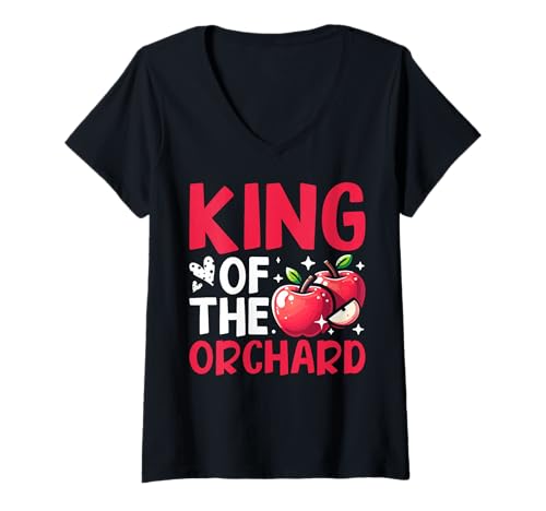 Damen Der König des Obstgartens, der Apfel T-Shirt mit V-Ausschnitt von Apple Gifts