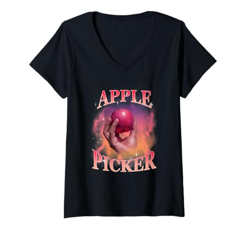 Damen Orchard Apfelpflücken-Outfit für den Apfelpflücktag, Vintage T-Shirt mit V-Ausschnitt Damen Orchard Apfelpflücken-Outfit für den Apfelpflücktag, Vintage T-Shirt mit V-Ausschnitt von Apple Season Designs