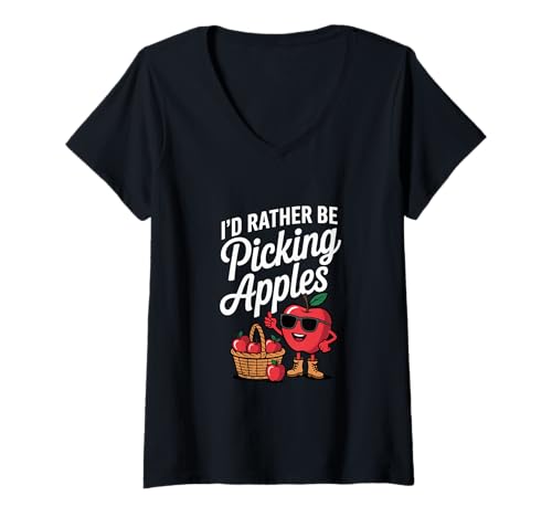 Damen Orchard Apfelpflücken-Outfit für den Apfelpflücktag T-Shirt mit V-Ausschnitt Damen Orchard Apfelpflücken-Outfit für den Apfelpflücktag T-Shirt mit V-Ausschnitt von Apple Season Designs