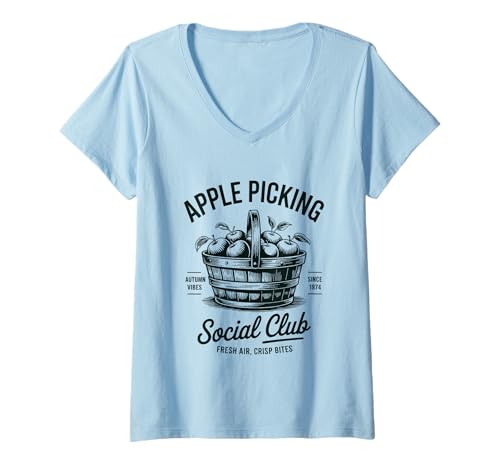 Damen Orchard Apfelpflücken-Outfit für den Apfelpflücktag T-Shirt mit V-Ausschnitt Damen Orchard Apfelpflücken-Outfit für den Apfelpflücktag T-Shirt mit V-Ausschnitt von Apple Season Designs