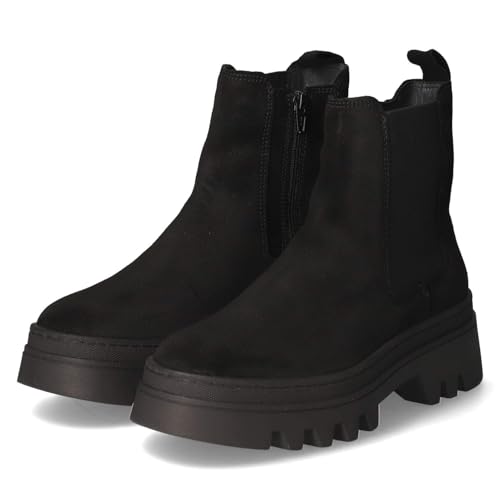 Apple of Eden Damen Chelsea Boots/Stiefeletten Schwarz Rauleder, Größe:40, Farbauswahl:schwarz von Apple of Eden