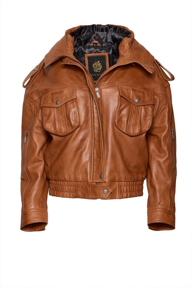 Apple of Eden Lederjacke (1-St) hüftlang, mit Kapuze von Apple of Eden