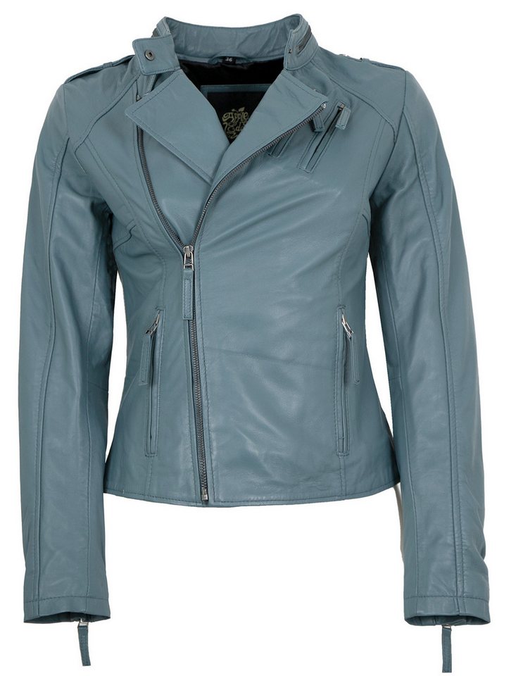 Apple of Eden Lederjacke AOE-115 Apple of Eden - Damen Lederjacke Bikerjacke Lammnappa hellblau von Apple of Eden