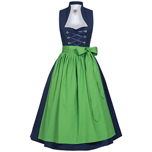 Apple of my eye Damen Trachten-Mode Midi Dirndl Bawett in Blau traditionell, Größe:32, Farbe:Blau von Apple of my eye