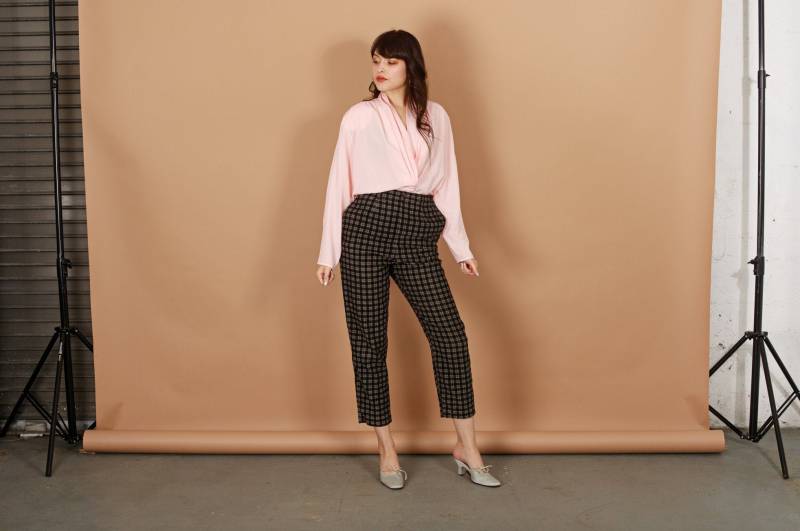 50Er Jahre Cord Karo Hose Schwarz Grau Vintage Bauchfreie Mit Gürtel von BranchesVintage