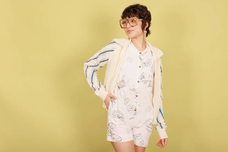 70Er Jahre Beige Blau Gestreifter Zip Up Pullover Vintage Rollkragenpullover Langarm Strickpullover von BranchesVintage