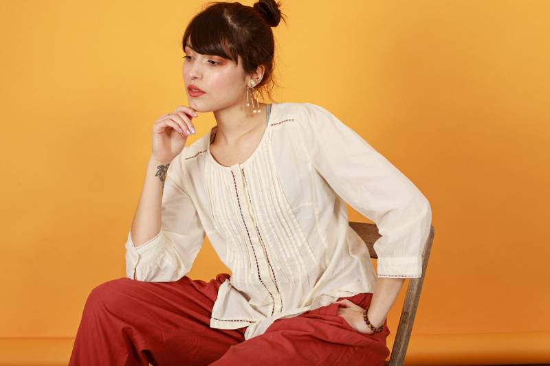 70Er Jahre Vintage Langarm Boho Bluse Hell Gelb Prärie Top von BranchesVintage