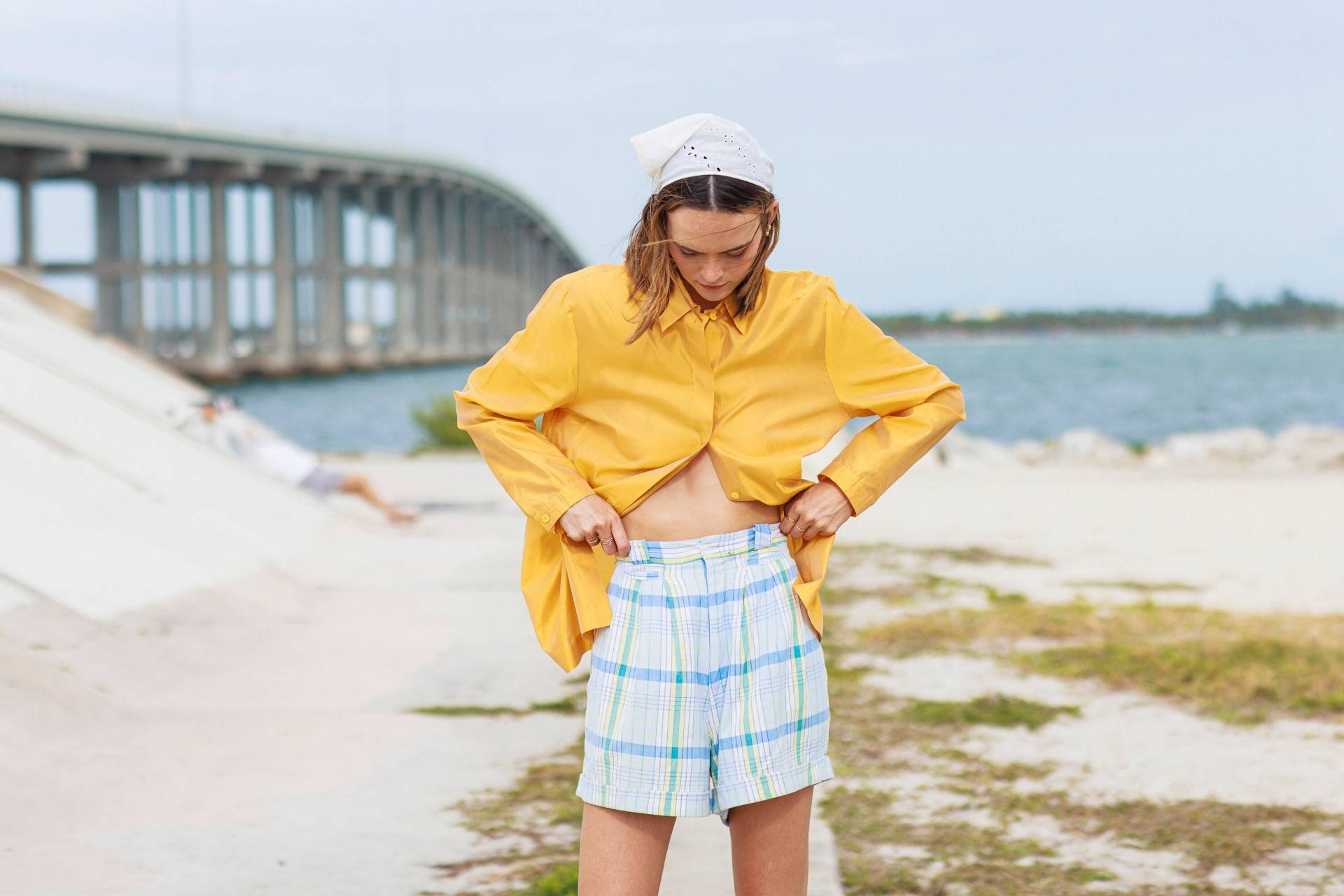 80Er Jahre Pastell Rosa Blau Kariert Hoch Taillierte Shorts Vintage Baumwolle Hochhaus Sommer von AppleBranchesVintage