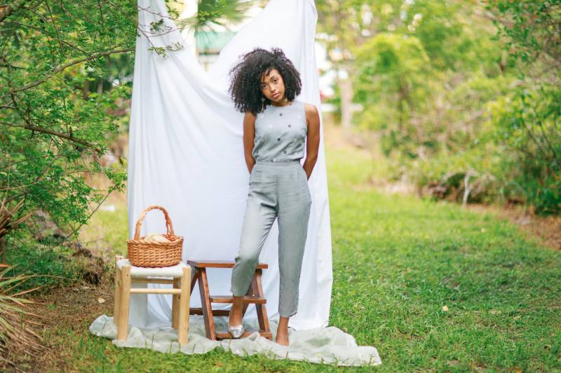 80Er Jahre Schwarz Weiß Kariertes Daisy Matching Set Vintage Besticktes Crop Top Pantenset von BranchesVintage