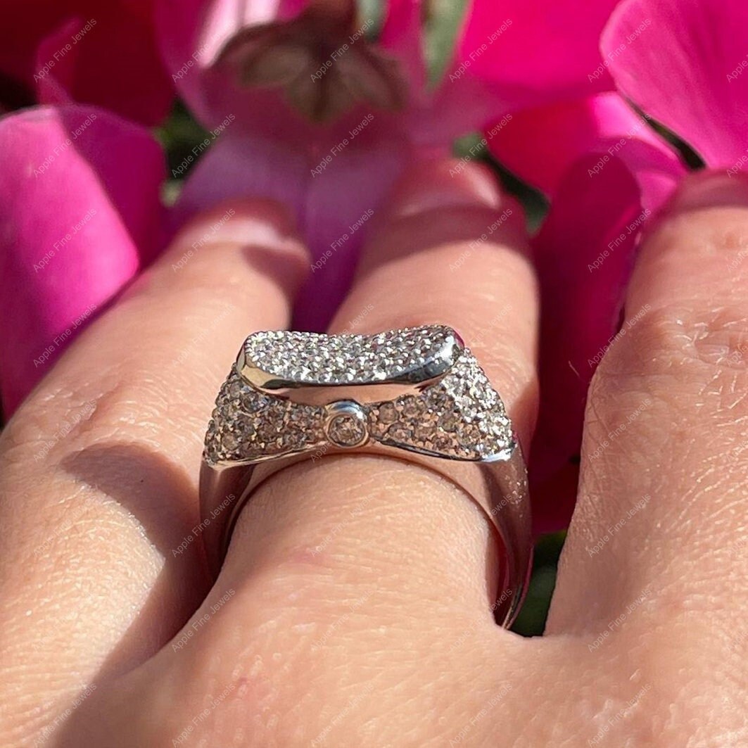 Cluster Verlobungsring, Micro Pave Moissanit Diamant Ring, Multi Stein Einzigartige Versprechen Ringe Für Frauen, 925 Silber Ehering von AppleFineJewels