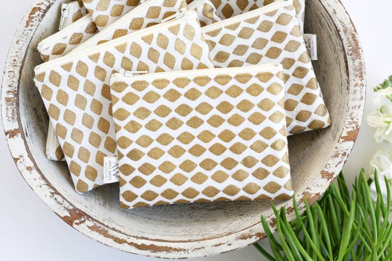 Metallic Gold Münze Geldbeutel Hand Gestempelt Reißverschluss Beutel von AppleWhite