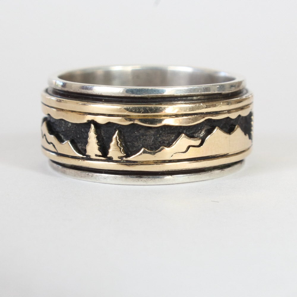 Alpen Panorama Ring Mm Rogers 14K Gold Sterling Bergwald Szene Größe 10Us Alpen Panorama Ring Mm Rogers 14K Gold Sterling Bergwald Szene Größe 10Us von Appleloosa