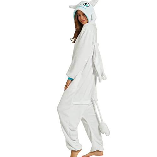 Applysu Zahnloser Einteiler, einteiliger Pyjama, Drache, Flanell, Cosplay, Tier, Winter-Nachtwäsche, Halloween, Cosplay, Kostüm, Homewear von Applysu