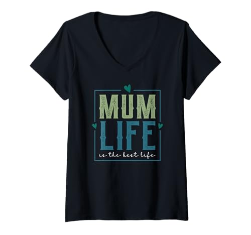 Damen Best Mother In A World Supercute Mum Life is The Best Life T-Shirt mit V-Ausschnitt von Appreciate You Designz