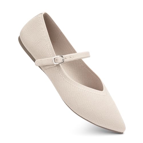 AprCoco Flache Schuhe für Damen, gestrickt, spitzer Zehenbereich, Ballett, flach, mit Knöchelriemen, waschbar, lässig, Damenschuhe, Komfort, Büro, Mandel, 38.5 EU AprCoco Flache Schuhe für Damen, gestrickt, spitzer Zehenbereich, Ballett, flach, mit Knöchelriemen, waschbar, lässig, Damenschuhe, Komfort, Büro, Mandel, 38.5 EU von AprCoco