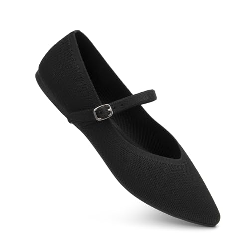 AprCoco Flache Schuhe für Damen, gestrickt, spitzer Zehenbereich, Ballett, flach, mit Knöchelriemen, waschbar, lässig, Damenschuhe, Komfort, Büro, Schwarz, 42 EU AprCoco Flache Schuhe für Damen, gestrickt, spitzer Zehenbereich, Ballett, flach, mit Knöchelriemen, waschbar, lässig, Damenschuhe, Komfort, Büro, Schwarz, 42 EU von AprCoco