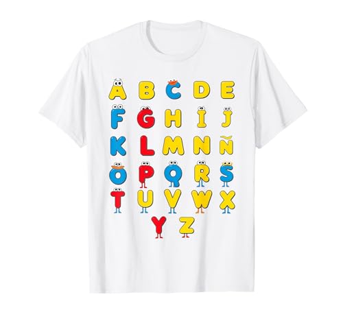 T-Shirt für Kinder mit spanischem Alphabet A bis Z T-Shirt von Aprende Jugando Ropa Educativa Infantil Giuraf