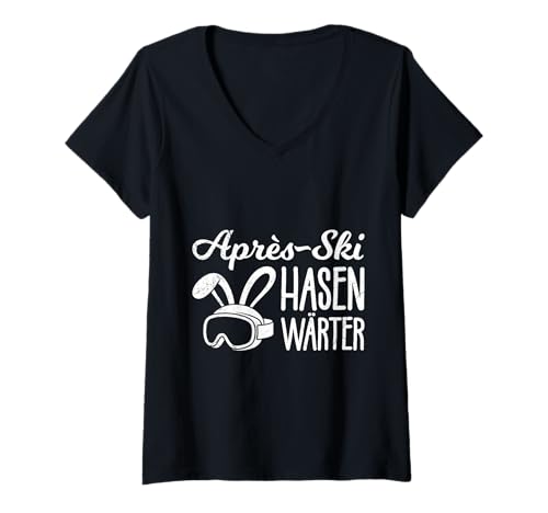 Damen Apres Ski Lehrer Apres-SKI Hasen WÄRTER LUSTIG Skifahrer T-Shirt mit V-Ausschnitt von Apres Ski Lehrer Shirt Skifahrer Lustig Skifahren