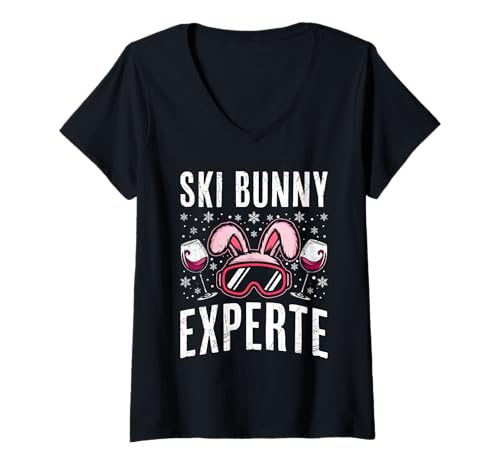 Damen Apres ZERTIFIZIERTER SKIHASERL EXPERT LUSTIG Skifahrerlustig T-Shirt mit V-Ausschnitt von Apres Ski Lehrer Shirt Skifahrer Lustig Skifahren