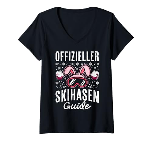 Damen Ski Lehrer OFFIZIELLER SKIHASEN BETREUER LUSTIG Ski Lehrer T-Shirt mit V-Ausschnitt von Apres Ski Lehrer Shirt Skifahrer Lustig Skifahren