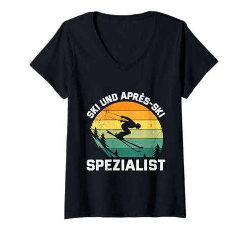 Damen Skifahren SKI Apres-SKI SPEZIALIST LUSTIG Skifahrer Lustig T-Shirt mit V-Ausschnitt von Apres Ski Lehrer Shirt Skifahrer Lustig Skifahren