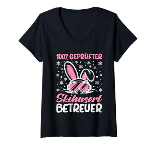 Damen Skifahrer 100% GEPRÜFTER SKIHASERT BETREUER LUSTIG Skifahrer T-Shirt mit V-Ausschnitt von Apres Ski Lehrer Shirt Skifahrer Lustig Skifahren