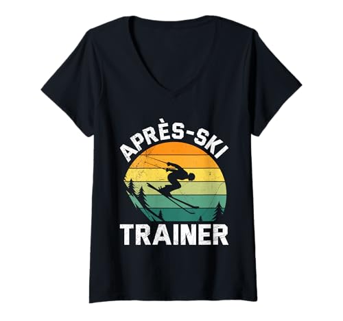 Damen Skifahrer Lustig Apres-SKI Trainer LUSTIG Apres Ski Lehrer T-Shirt mit V-Ausschnitt von Apres Ski Lehrer Shirt Skifahrer Lustig Skifahren