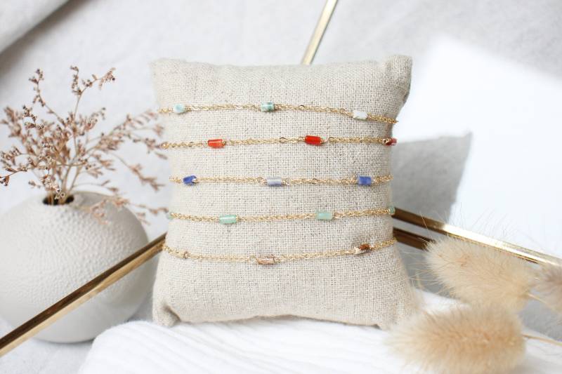 Armband Aus Goldgefülltem Gold Und Halbedelsteinen Achat, Sodalith, Jaspis, Grünem Aventurin - Modell Milo, Kollektion Azalée von ApresLaPluieBijoux