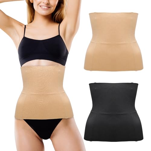 Apricitie 2er Set Damen Waist Trainer Unterbrust Korsett Bauchweg Taillenformer Postpartum Belly Wrap Taillenmieder Bauchweggürtel Corsage Shapewear,XXXL von Apricitie