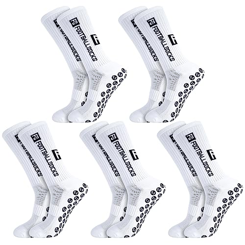 Apricitie 5 Paare Fußball Socken, 39-46 Fußballsocken Anti Rutsch Grip Fußball Socken Sportsocken für Herren Damen Fussball Basketball Laufen von Apricitie