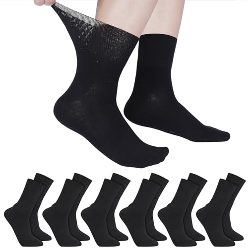 Apricitie 6 Paare Diabetikersocken für Herren Damen, ohne Gummibund Komfortbund weit Baumwolle Diabetiker Socken von Apricitie