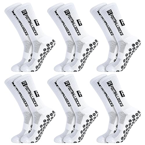 Apricitie 6 Paare Fußball Socken, Sportsocken 39-46 Anti Rutsch Grip Fussball Socken Rutschfeste Fußballsocken für Herren Damen Fussball Basketball Laufen Radfahren von Apricitie