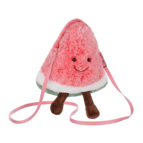 Apricot Lamb Frische Wassermelone geformte Plüsch Tasche Plüsch Umhängetasche Geldbörse für Teenager Mädchen und Erwachsene, Plüschtier Umhängetasche in Tierform, Kinder Mode Handtaschen, 20 cm von Apricot Lamb