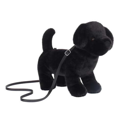 Apricot Lamb Labrador Hund Tier Umhängetasche Crossbody Plüsch Geldbörse für Erwachsene und Teenager Mädchen Jungen, Stofftier Umhängetasche, Kinder und Erwachsene Mode Handtaschen, 33 cm, Schwarz , von Apricot Lamb