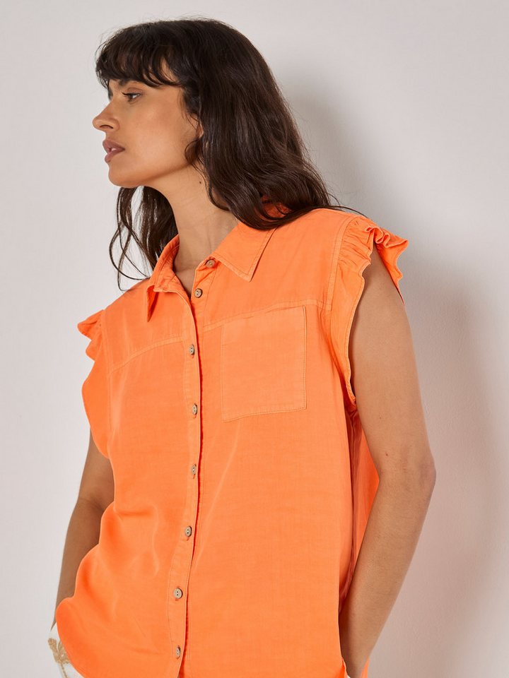 Apricot Blusentop Bluse mit Rüschensaum mit Brusttasche von Apricot