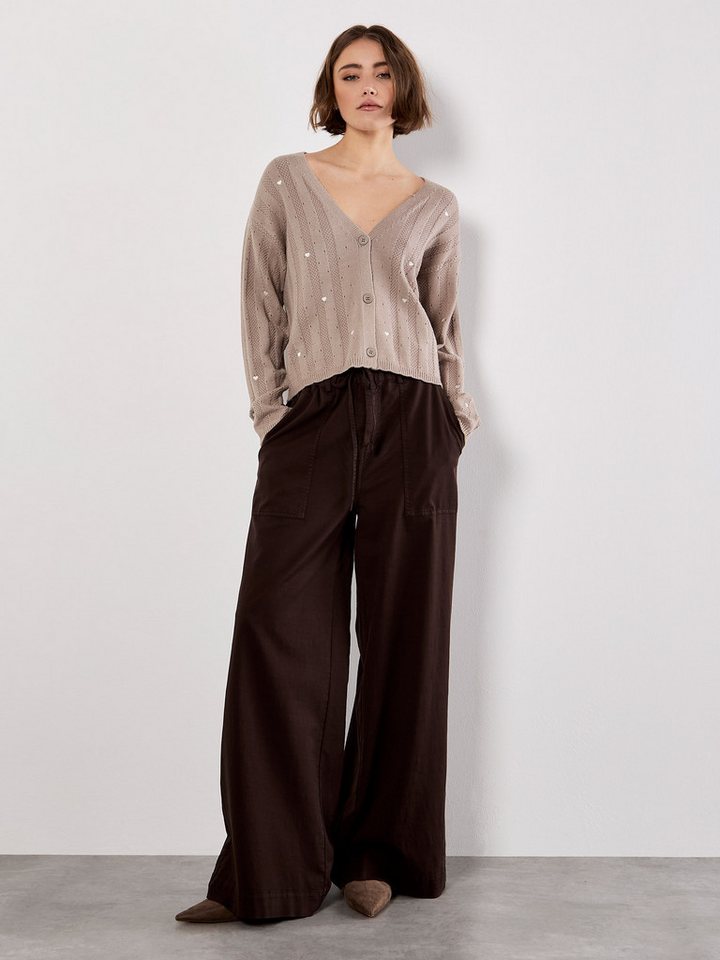 Apricot Cardigan Croped Jacke mit Lochmuster und Stickerei von Apricot