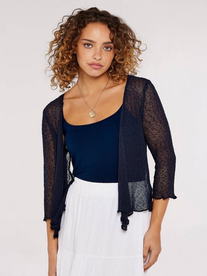 Apricot Cardigan Popcorn Shrug, (1-tlg) im semitransparenten Design von Apricot