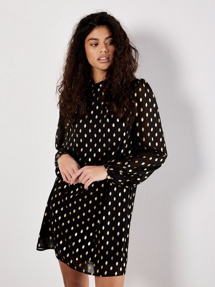 Apricot Chiffonkleid Minikleid mit Goldfoliendruck von Apricot