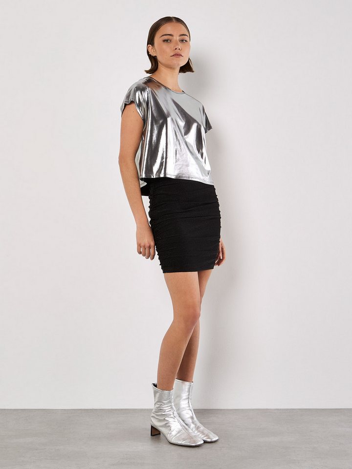 Apricot Crop-Top Partytop, unifarben von Apricot