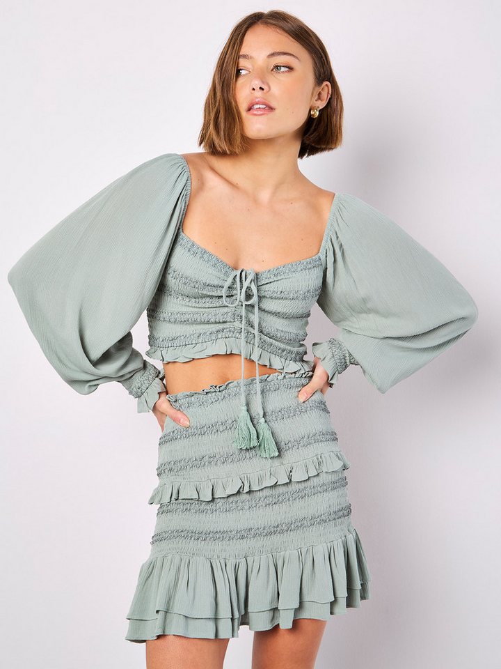 Apricot Crop-Top Smok-Top mit weiten Armen von Apricot