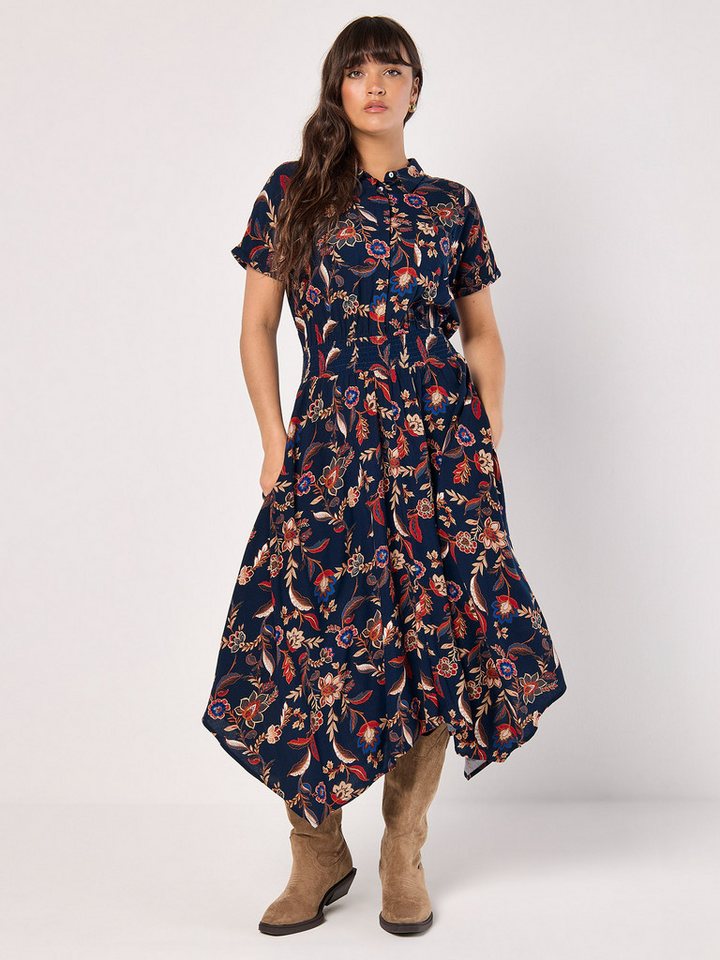 Apricot Druckkleid Florales Midikleid mit Seitentaschen, mit halber Knopfleiste Apricot Druckkleid Florales Midikleid mit Seitentaschen, mit halber Knopfleiste von Apricot